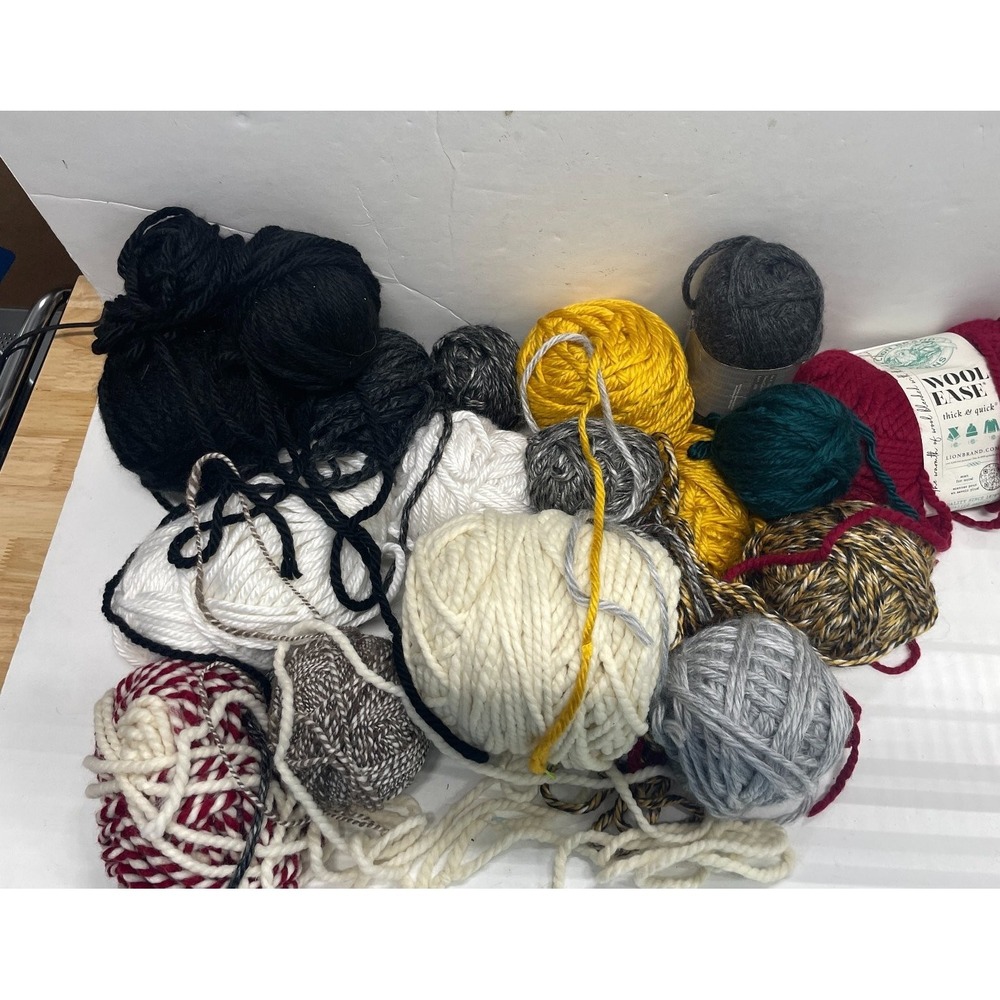 Large Lot Mixed Yarn Wool Blend Bulky Assortment Craft Knit Crochet